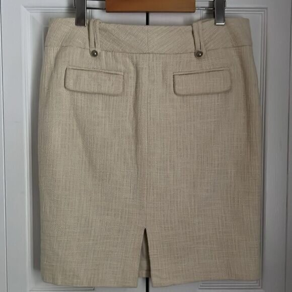Club Monaco Cream Cotton Tweed Skirt Size 8 - Picture 5 of 11